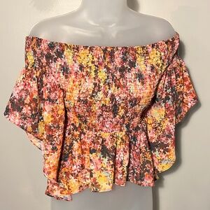 BEBE, size small, floral, off the shoulder